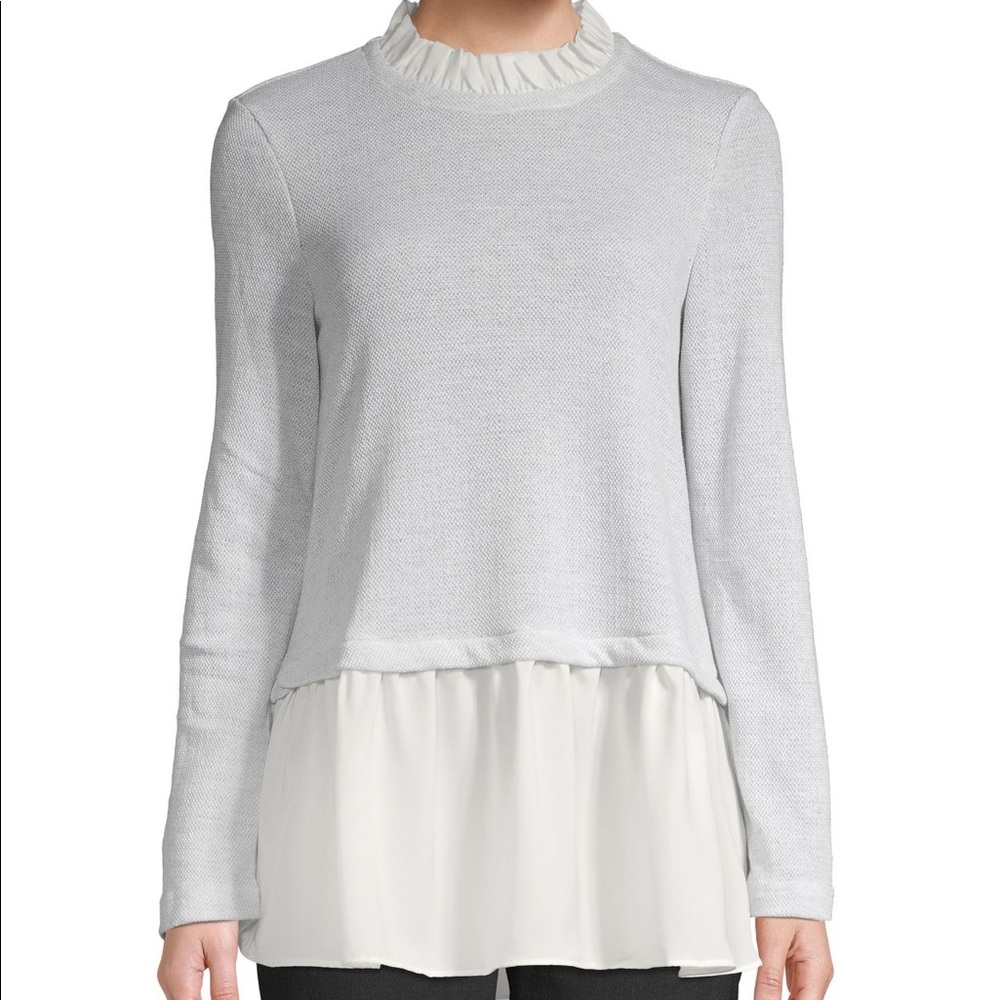 Beach lunch lounge gray mock neck long sleeve top